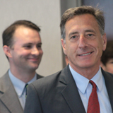 Governor Peter Shumlin praised Chittenden County State's Attorney T.J. Donovan's rapid intervention program at a press conference Tuesday. VTD Photo/Taylor Dobbs