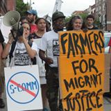 Migrant workers and their supporters protested in Burlington May 23, the day the federal Secure Communities policy went into effect. VTD Photo/Taylor Dobbs