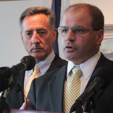 Lawrence Miller, Secretary of the Agency of Commerce and Community Development, speaks at a press conference with Governor Peter Shumlin. VTD Photo/Taylor Dobbs