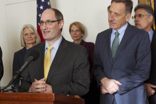 Justin Johnston, deputy secretary for the Agency of Natural Resources, was appointed Secretary of the Agency of Administration at a news conference in the Statehouse on Thursday. Photo by John Herrick/VTDigger