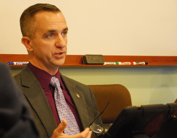 Windham County Sheriff Keith Clark reports on the electronic monitoring system on Thursday. Photo by Elizabeth Hewitt/VTDigger