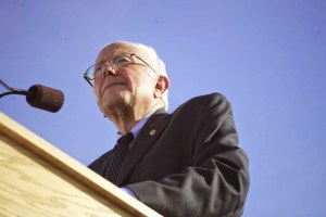 Bernie Sanders kicks off his presidential campaign in Burlington. Photo by John Herrick/VTDigger