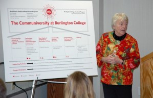 Dr. Carol Moore, Burlington College president, unveils a new venture the Communiversity at Burlington College, October 20, 2015. Photo by Morgan True/ VTDigger.