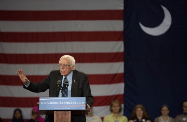Sen. Bernie Sanders addresses a large crowd in Aiken, S.C. Photo by Hilary Hess/Sanders campaign.