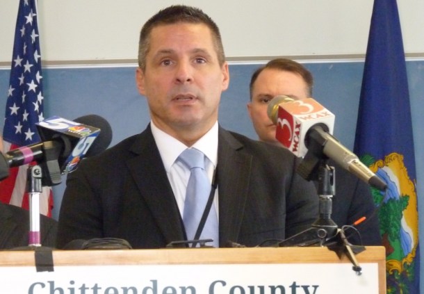 State Police Major Glenn Hall, at a news conference Jan. 28, 2015. Photo by Morgan True / VTDigger