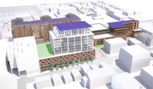 A conceptual rendering of the latest plan for the Burlington Town Center redevelopment project.