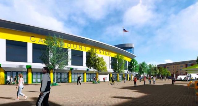 Conceptual design rendering of a UVM sports arena in South Burlington.