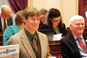 Rep. Chip Conquest, D-Wells River, reported the DLS bill on the House floor Tuesday. Photo by Elizabeth Hewitt/VTDigger