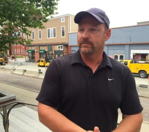 Heath McAllister, 41, son of embattled State Sen. Norm McAllister, R-Franklin, speaks with reporters outside the Franklin County Superior courthouse in St. Albans.