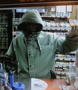 Security camera image released by the Burlington Police Department of the suspect in an attempted robbery at Simon's Downtown Quickstop on Dec. 11, 2016.