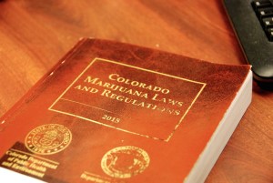 The marijuana laws and regulations book. Photo by Elizabeth Hewitt/VTDigger