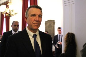 Gov. Phil Scott after delivering his first inaugural address. Photo by Elizabeth Hewitt/VTDigger