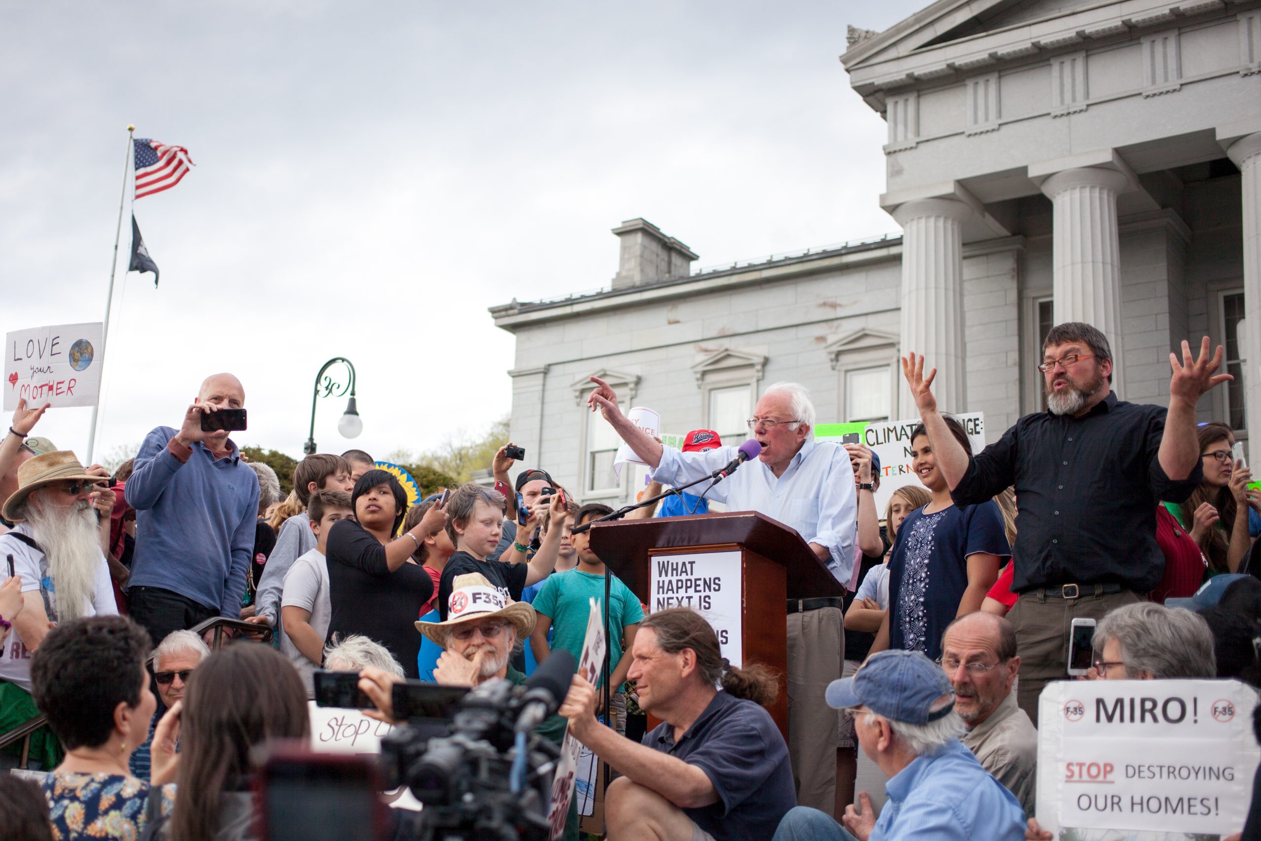 Bernie Sanders addresses climate march