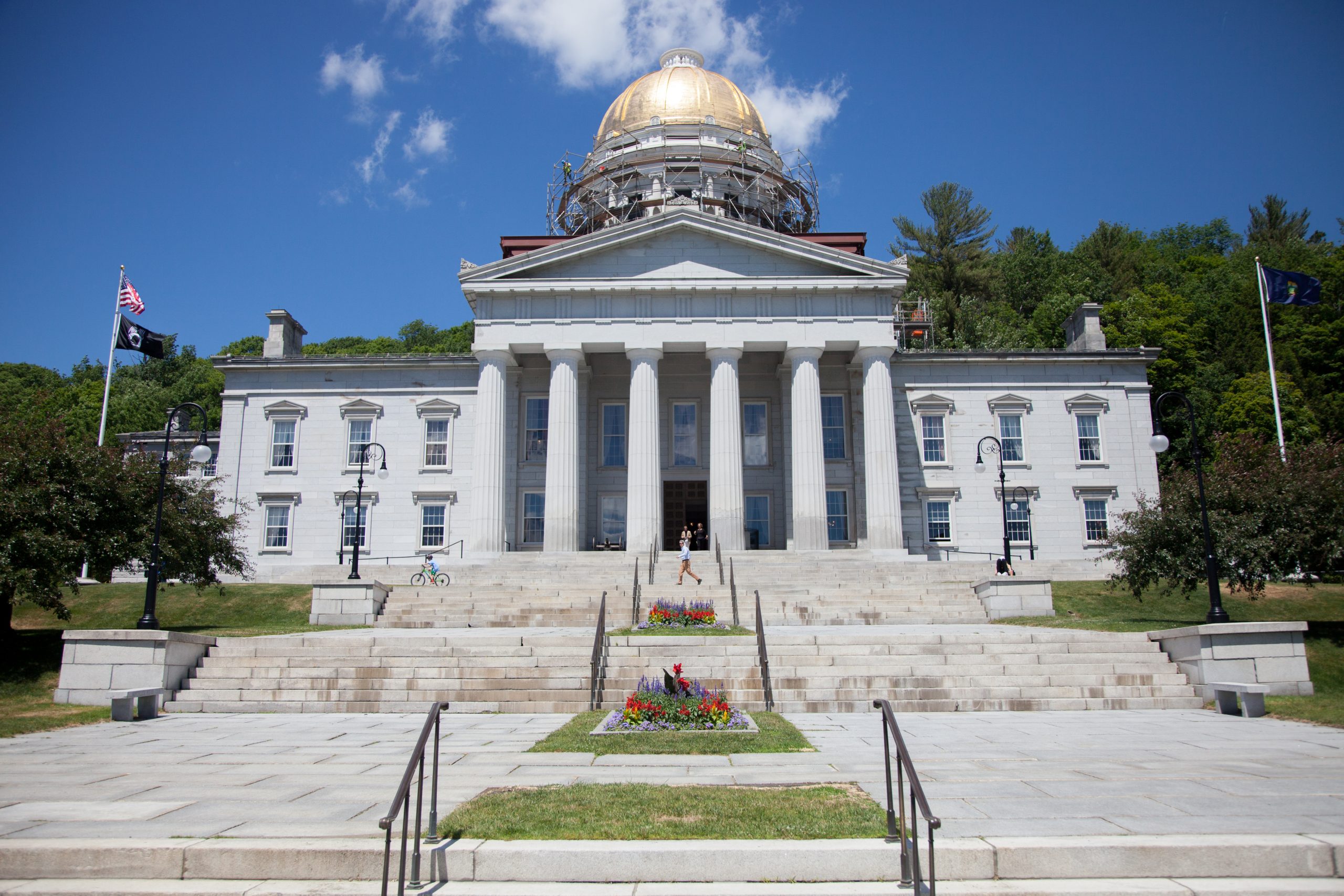 Vermont Statehouse with construction scaffold