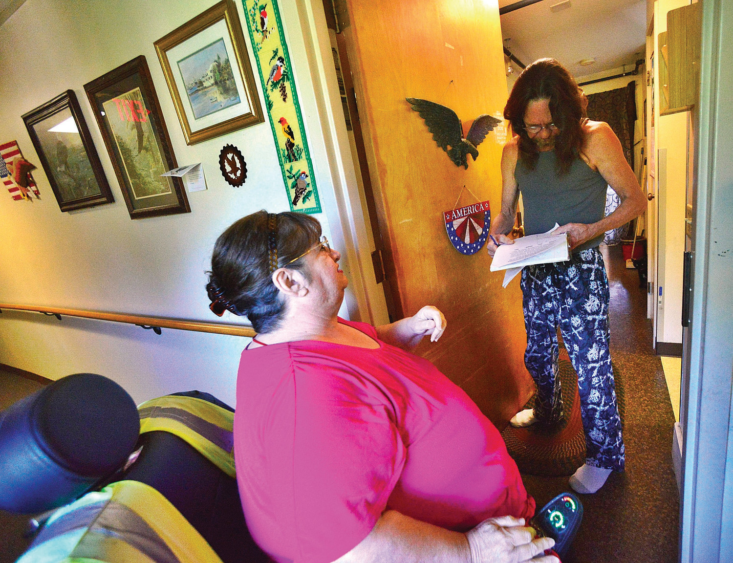 Elizabeth Snyder gathers signatures on a petition