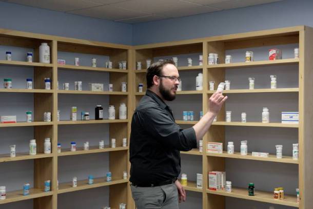 A pharmacy tech fills a prescription at the Medicine Store pharmacy