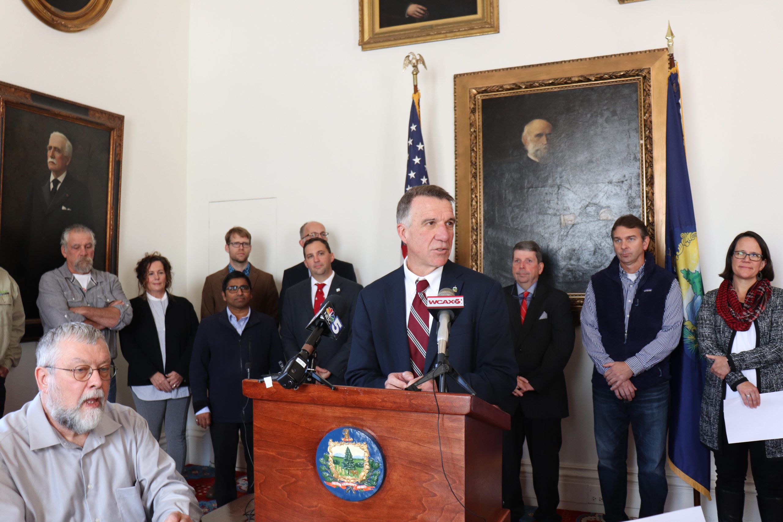Gov. Phil Scott speaks at a press conference