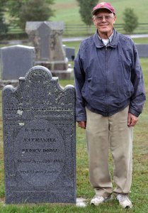 Whitney Maxfield with gravestone