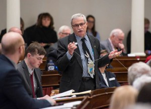 Rep. Tommy Walz, D-Barre City, speaks against a proposed delay.