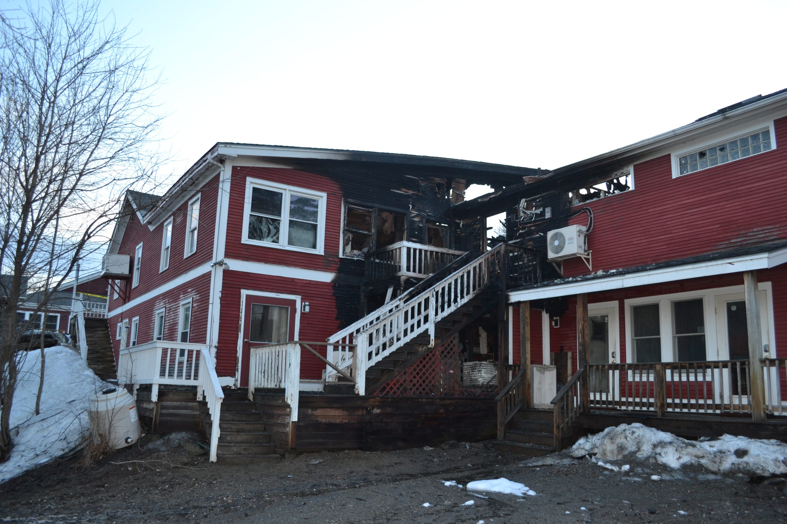 Fire damage at the back side of 638 South Main Street. Police photo