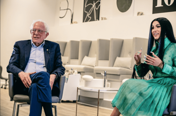 Sanders and Cardi B in Detroit. Courtesy Sanders campaign.