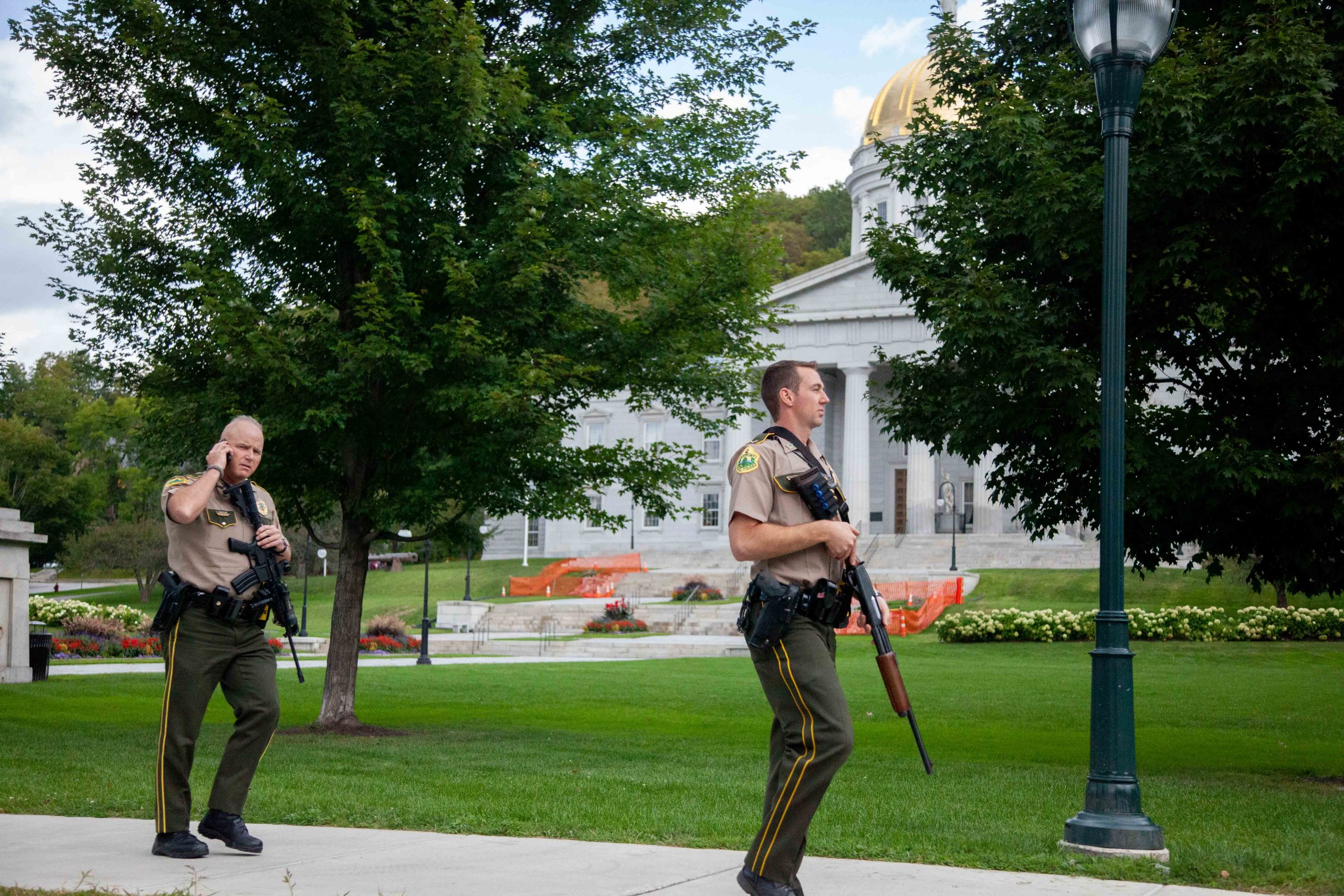 police in front of statehouse