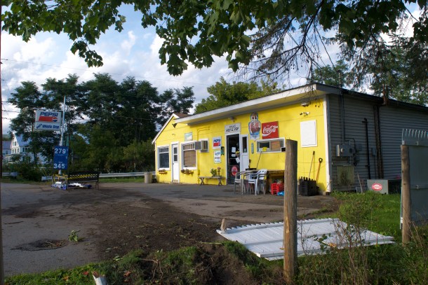 Paul's Whistle Stop in Barnet, where hours earlier Paul Keenan, the 77-year-old owner, crashed into the gas pumps after experiencing a medical while driving his pickup. He died on the scene. Photo by Justin Trombly/VTDigger