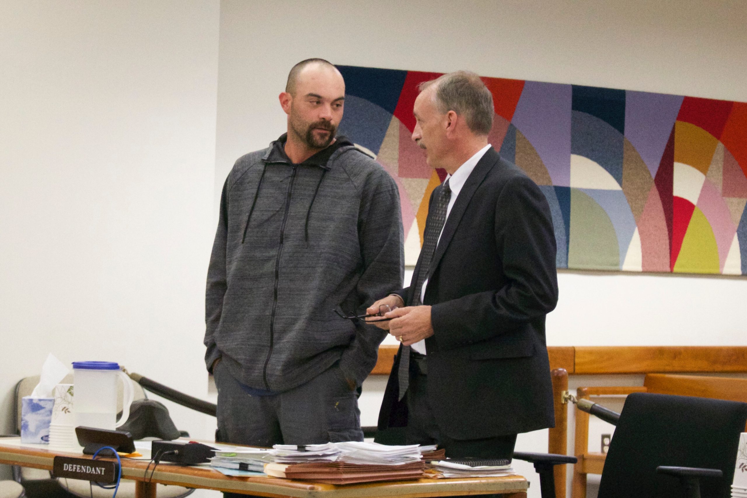 Ryan Kimball, left, his attorney, James LaMonda, in Washington County criminal court on Monday. Photo by Grace Elletson