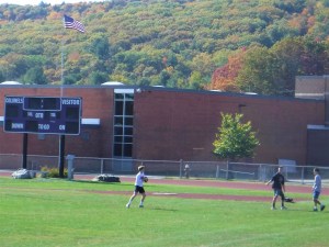 Brattleboro Union High School is considering a plan to replace its football field with artificial turf. Photo by Kevin O’Connor/VTDigger