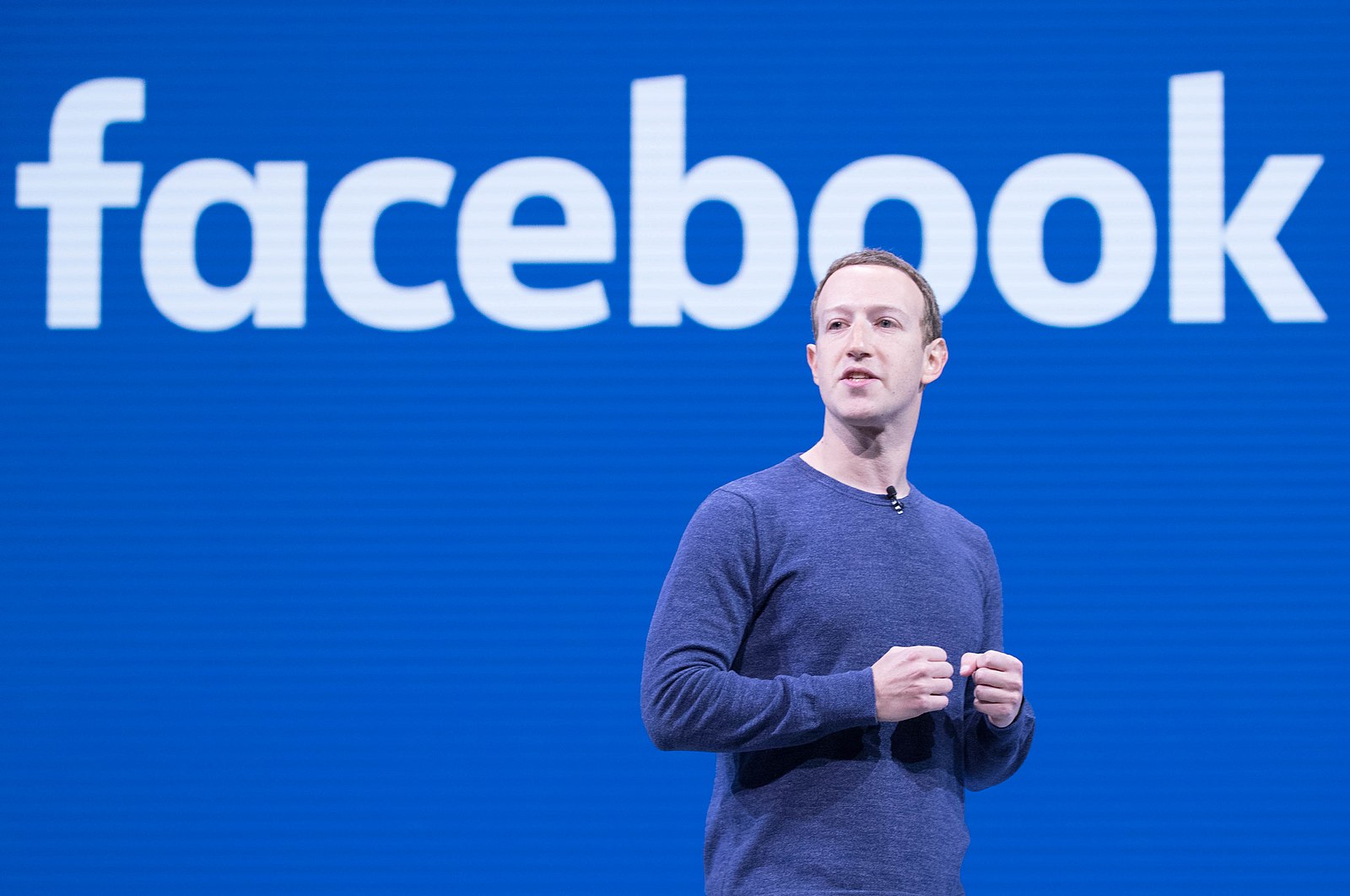 Mark Zuckerberg speaks during the F8 Facebook developers conference in San Jose, California, in 2018. Photo by Anthony Quintano/Wikimedia