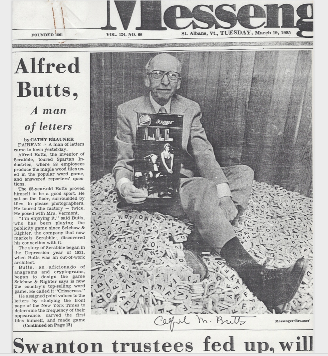Scrabble Inventor Three shifts at the Scrabble factory: The inventor - VTDigger