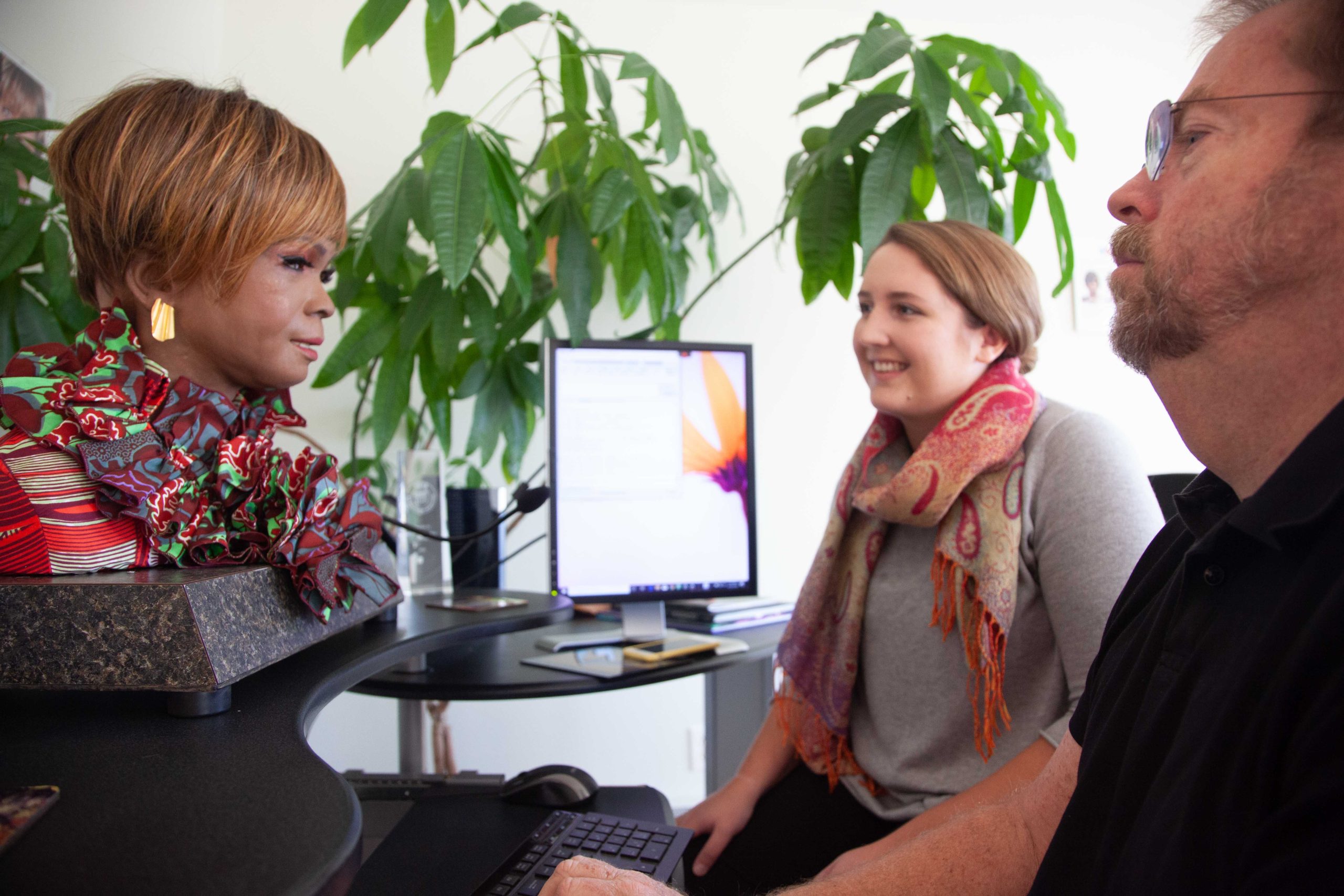 Grace Elletson interviewing robot