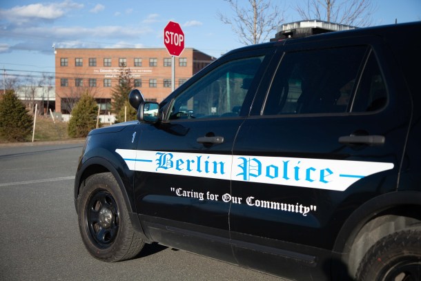 Berlin Police car outside Central Vermont Medical Center
