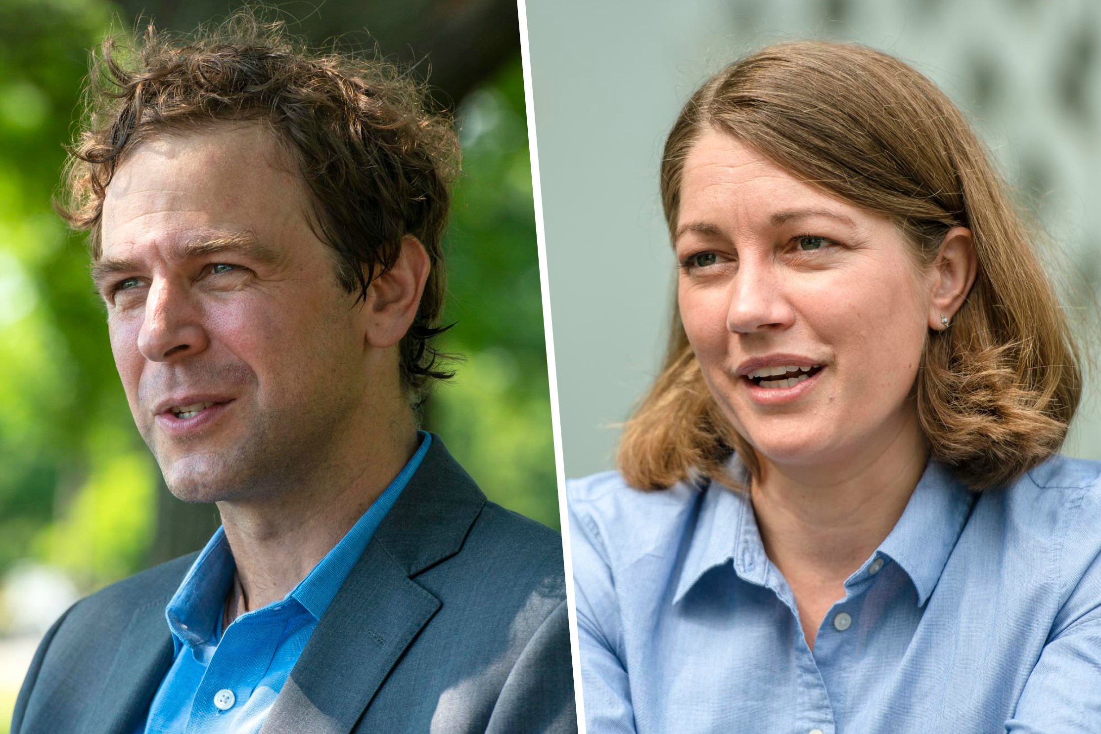 Senate Pro Tem Tim Ashe and Assistant Attorney General Molly Gray are opponents in a four-way race for the Democratic lieutenant governor nomination. Photos by Glenn Russell/VTDigger