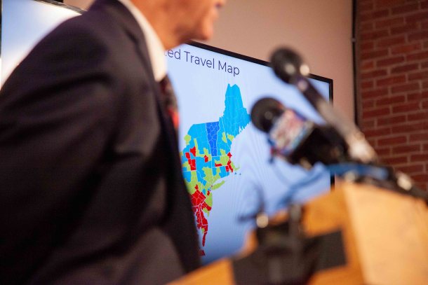 Phil Scott with travel map