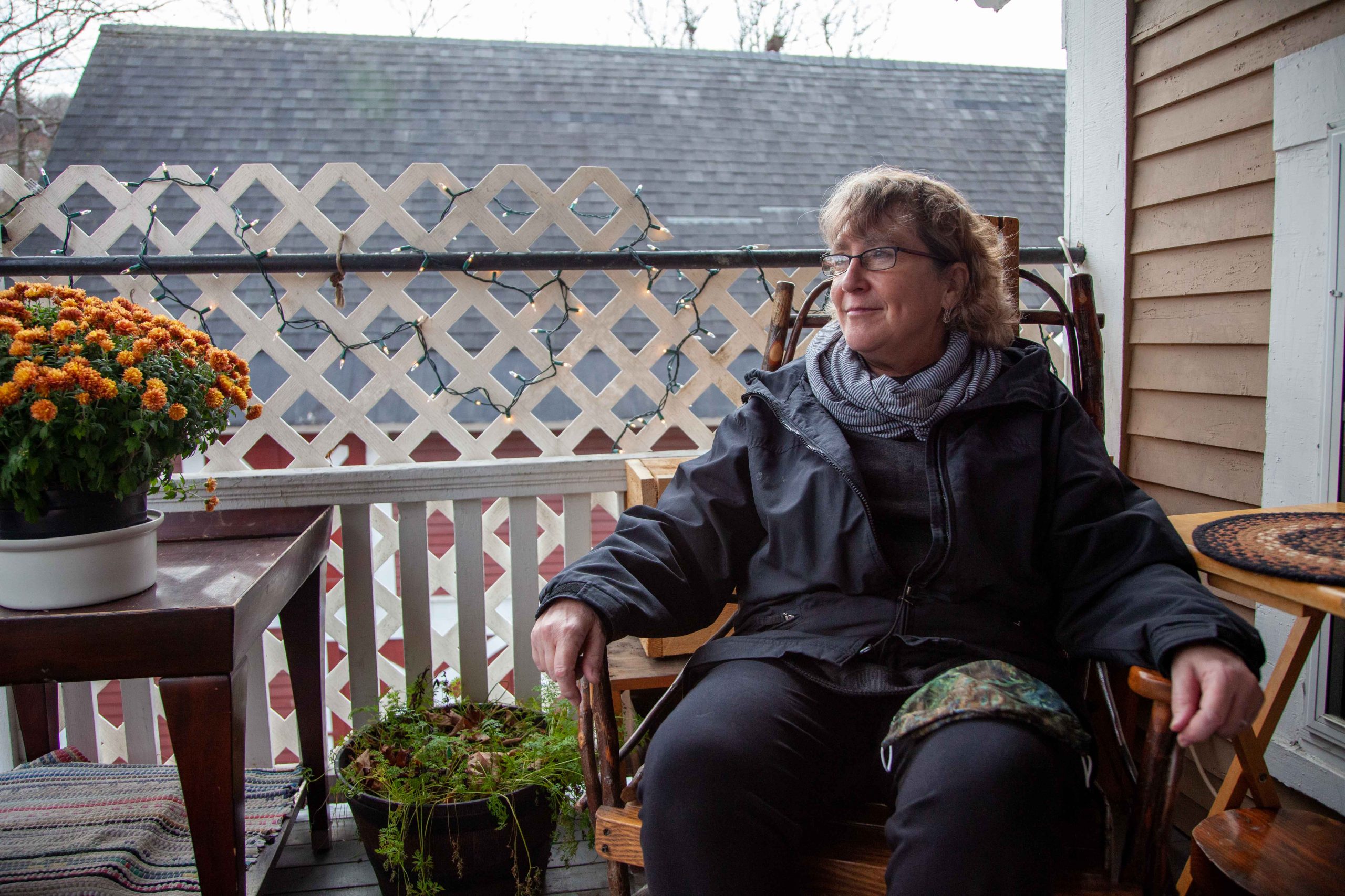 Kathy Warren on porch