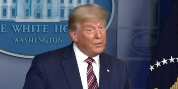 President Donald Trump speaks during a press conference at the White House on Thursday. 