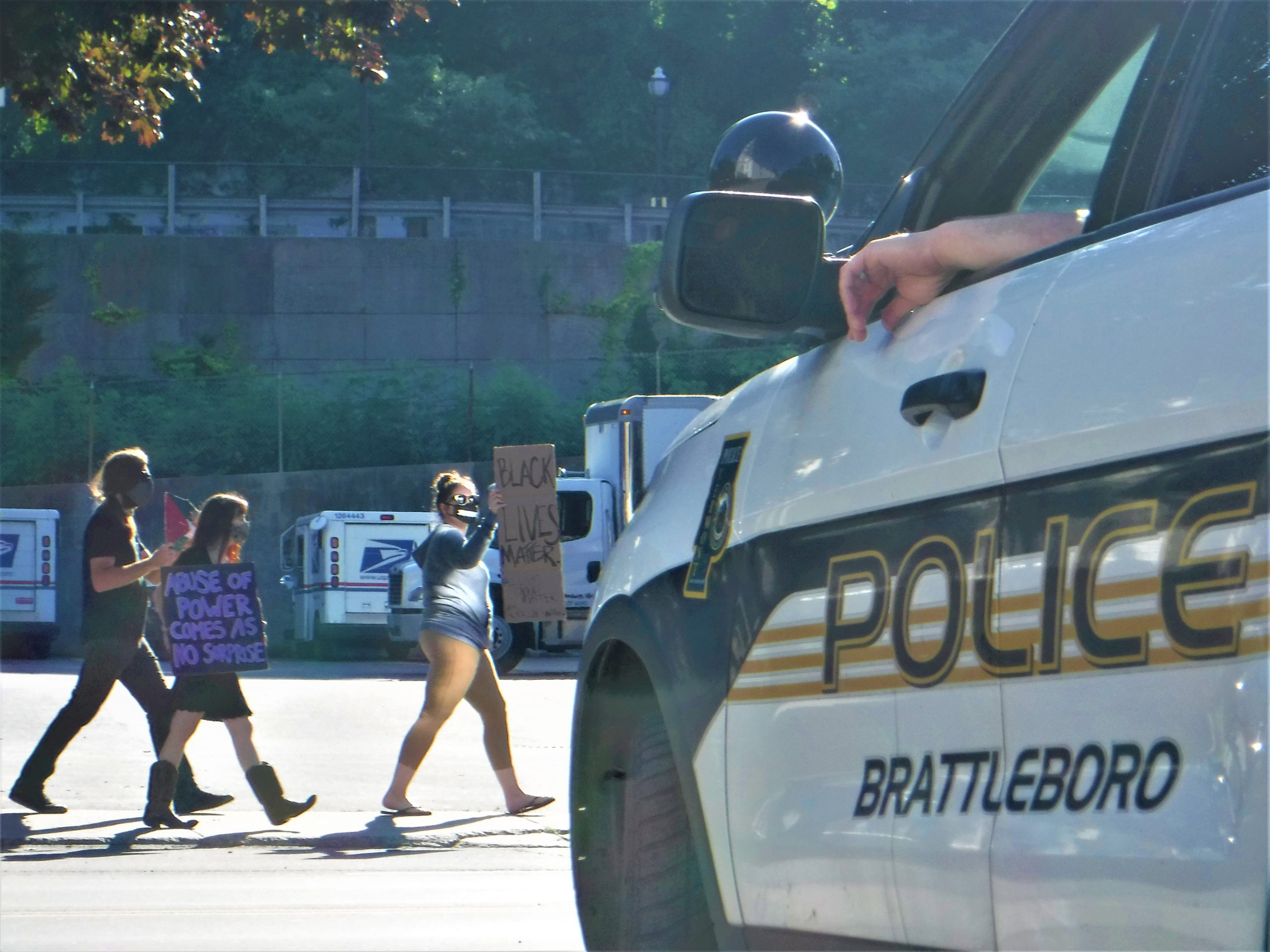 Brattleboro police at protest