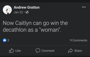 Screenshot of post attributed to Andrew Gratton