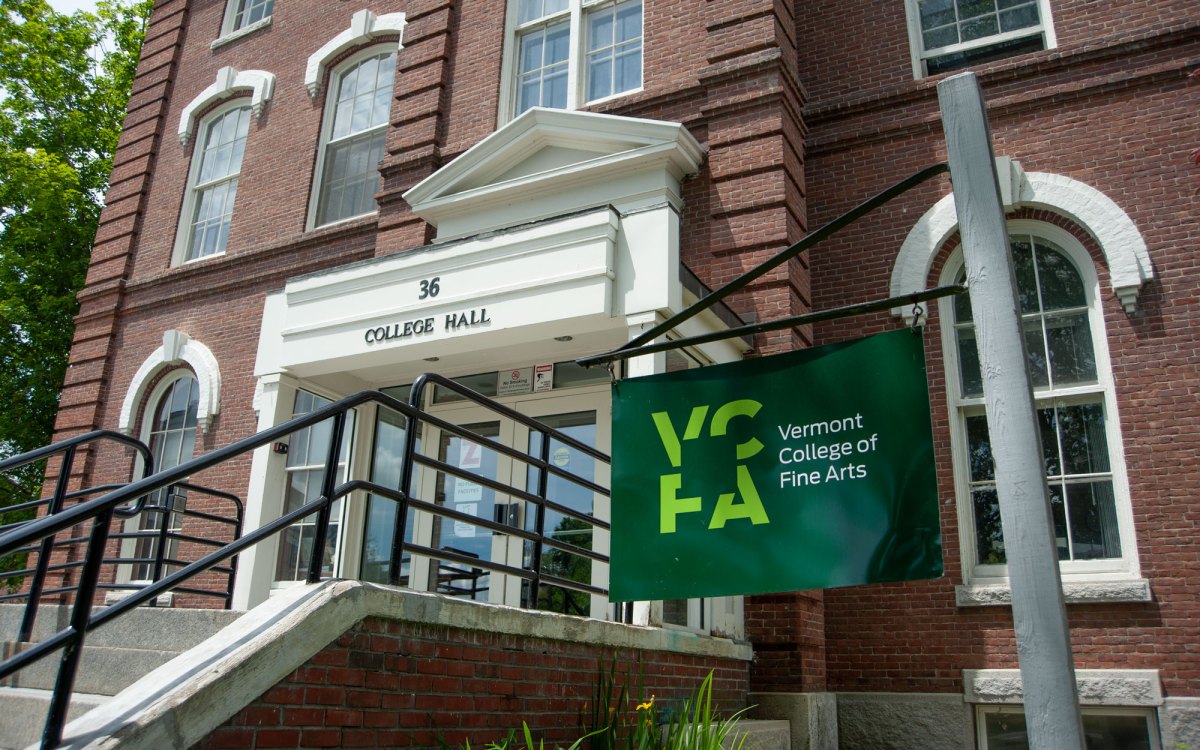 Entrance to college hall at vermont college of fine arts.