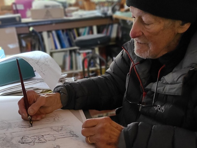 Ed Koren drawing cartoon character