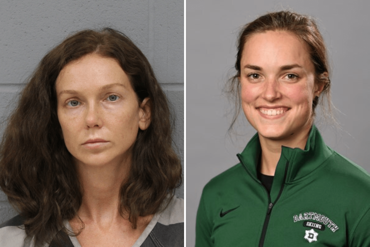 Two mugshots of a woman and a man.