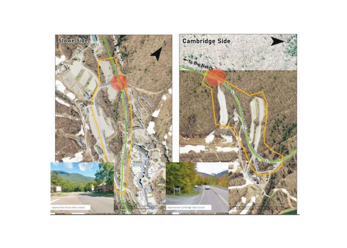 A map showing the location of a trail and a road.
