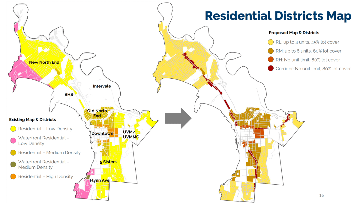 A map of residential districts in Burlington.