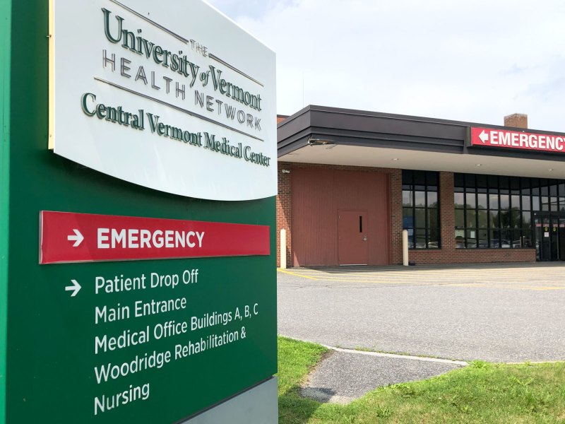a sign for the Central Vermont Medical Center in front of a sign for the emergency room.