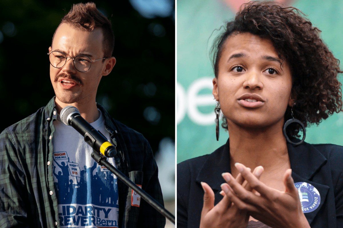 Two people side by side.