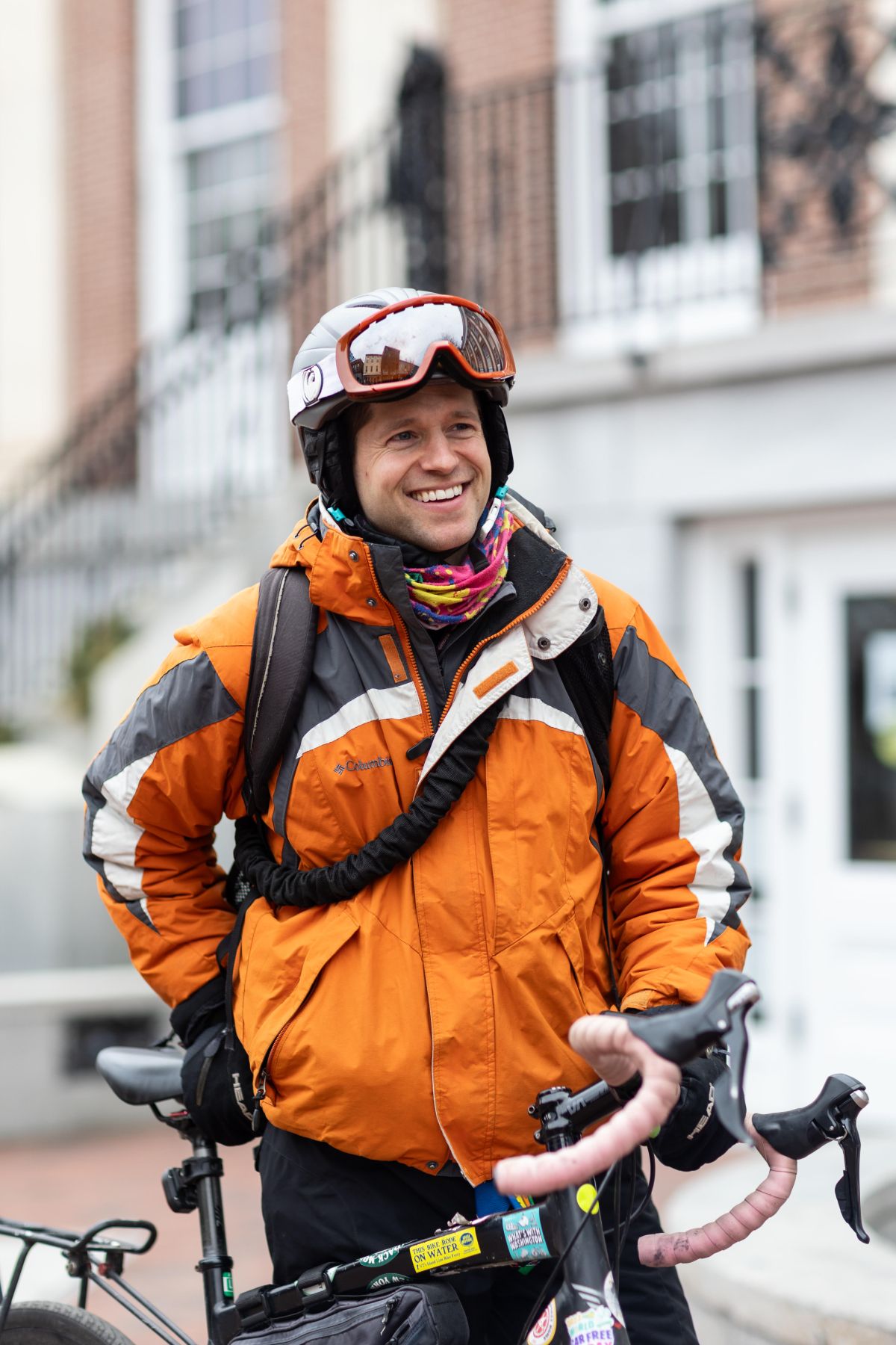 A man wearing a helmet and a jacket.