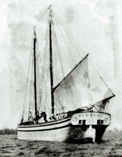 An old black and white photo of a sailing ship.