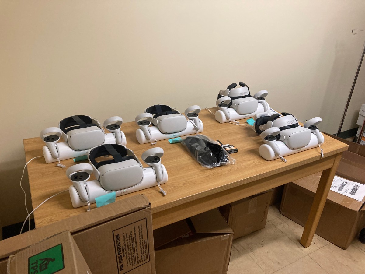 VR googles on a desk.