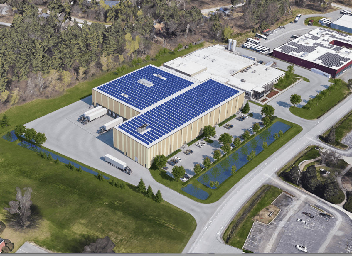 A rendering of an industrial building